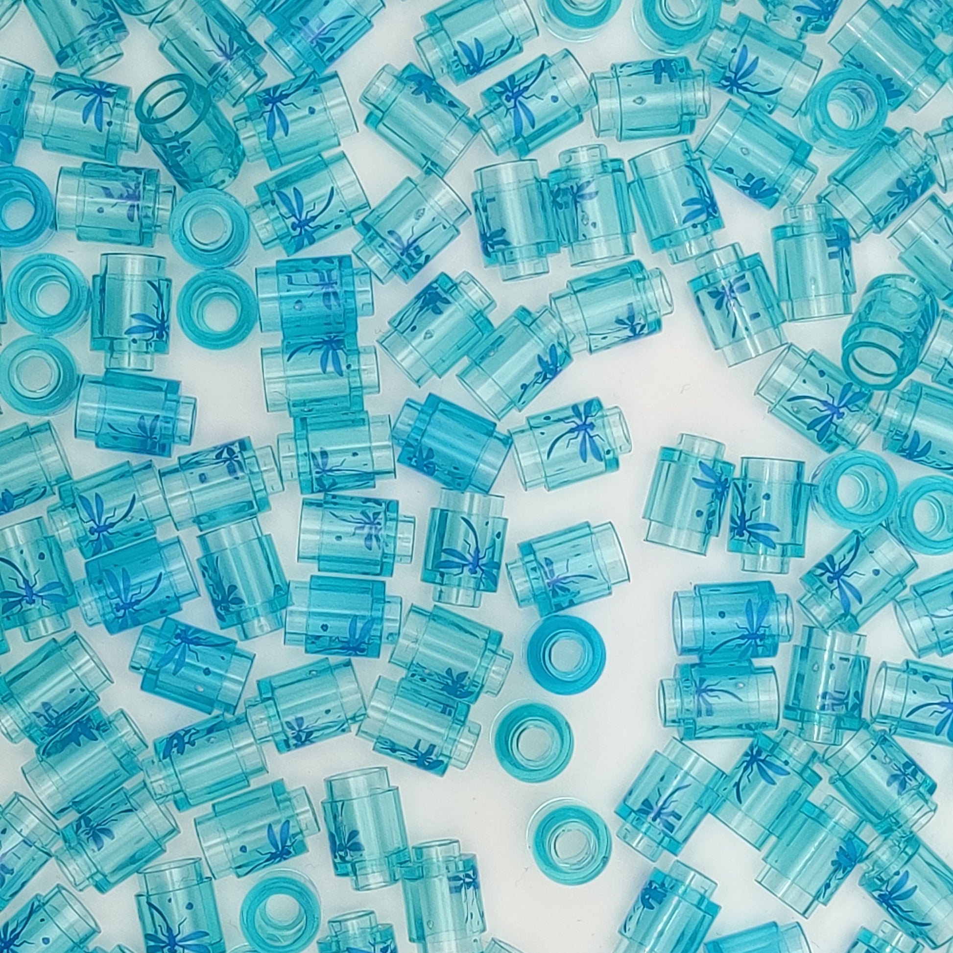 Transparentny Cylinder 1x1 – Niebieska Ważka  LEGO 3062pb058